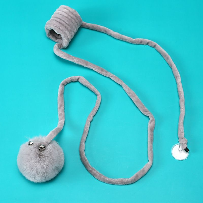 KFX-0100797 Interactive Cat Toy with Suction Cup, Spring Rabbit Fur Ball & Elastic Rope for Self-Entertainment
