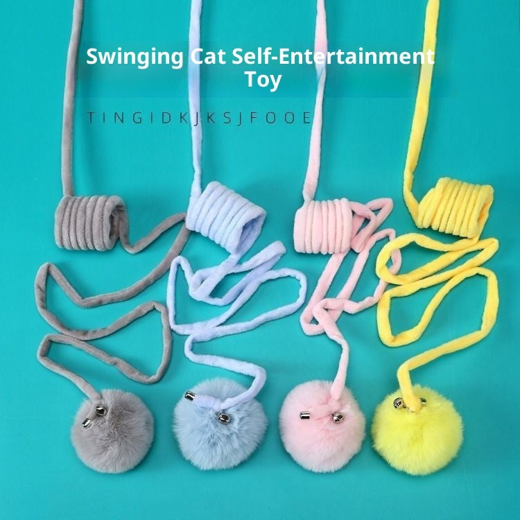KFX-0100797 Interactive Cat Toy with Suction Cup, Spring Rabbit Fur Ball & Elastic Rope for Self-Entertainment