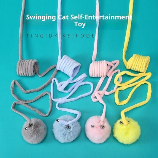 KFX-0100797 Interactive Cat Toy with Suction Cup, Spring Rabbit Fur Ball & Elastic Rope for Self-Entertainment