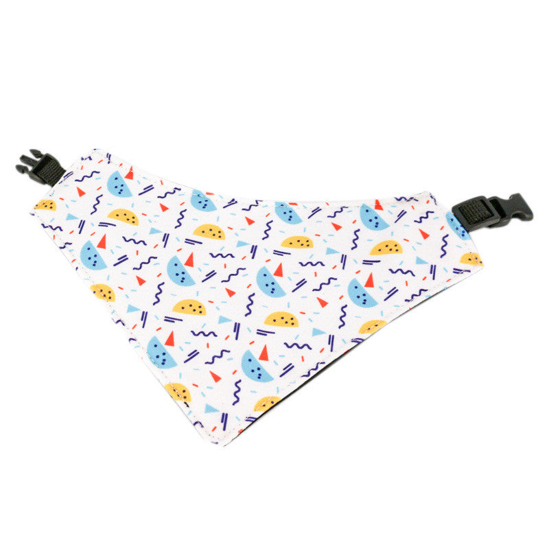KFX-0100925 Waterproof Cartoon Triangle Scarf for Dogs - Three-Layer Polyester Design in Various Colors
