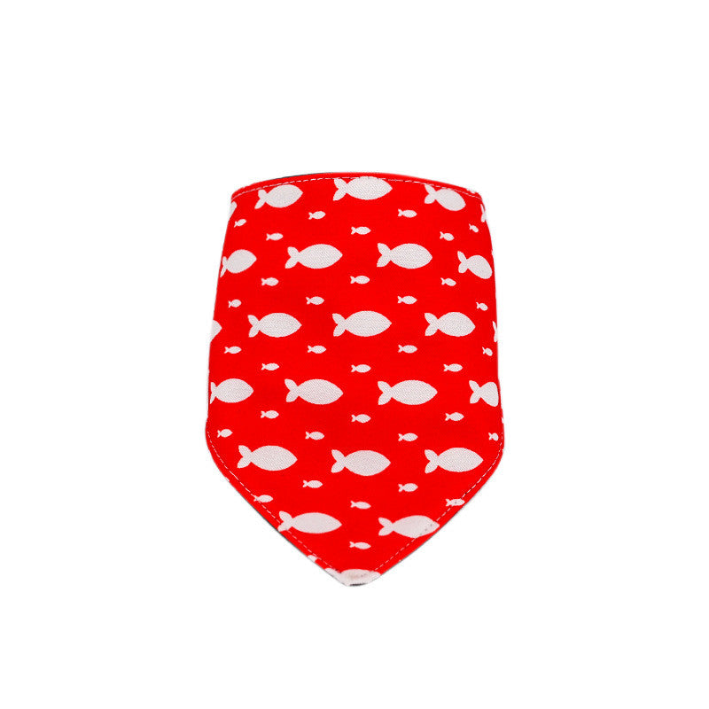 KFX-0100925 Waterproof Cartoon Triangle Scarf for Dogs - Three-Layer Polyester Design in Various Colors