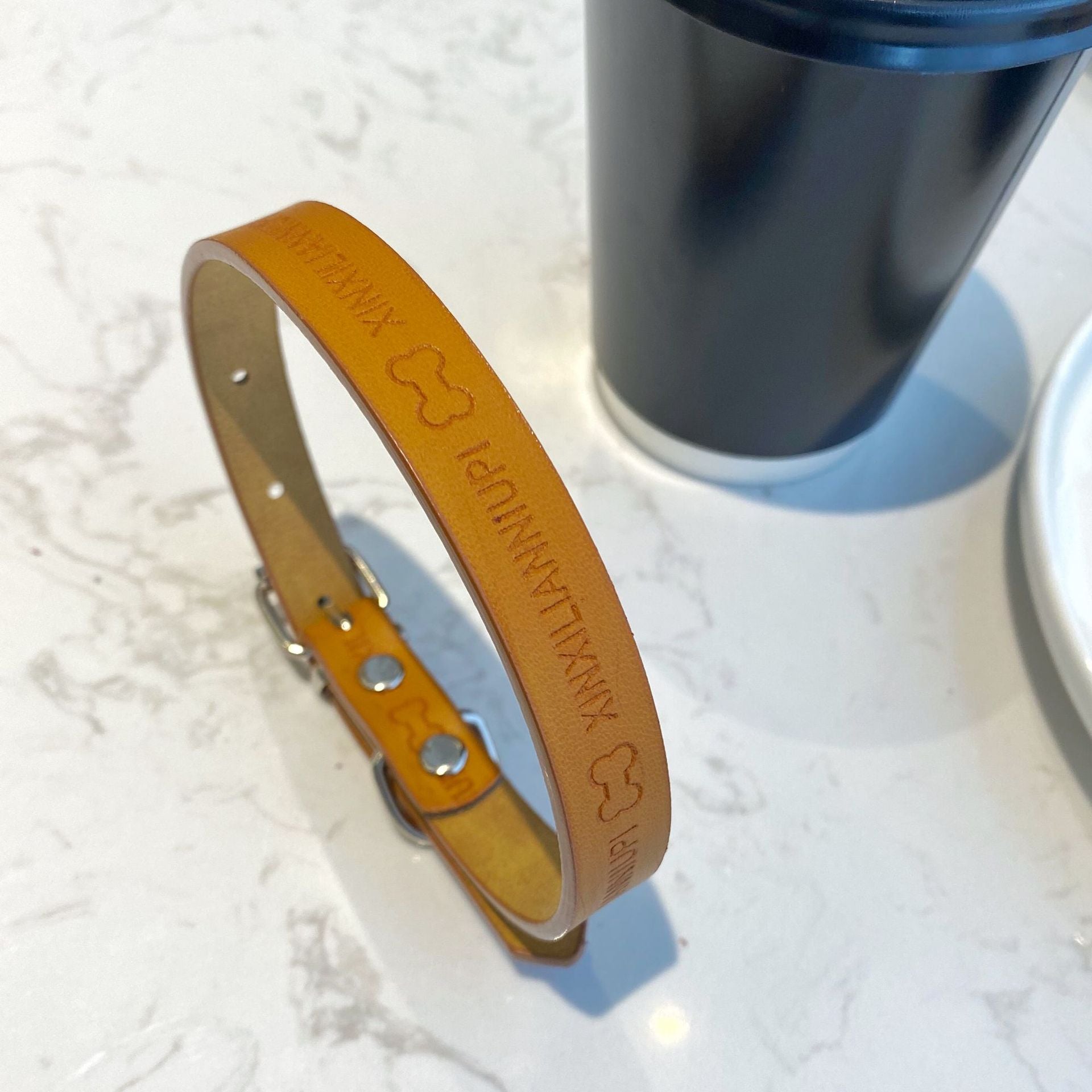 KFX-0101309 Cute Printed Leather Dog Collar, Firm Anti-Bite Design for Small to Large Dogs, Universal Fit in All Seasons