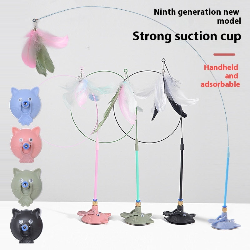 KFX-0104125 Interactive Cat Teaser Toy with Suction Cup and Bell – 5 Fun Colors Available