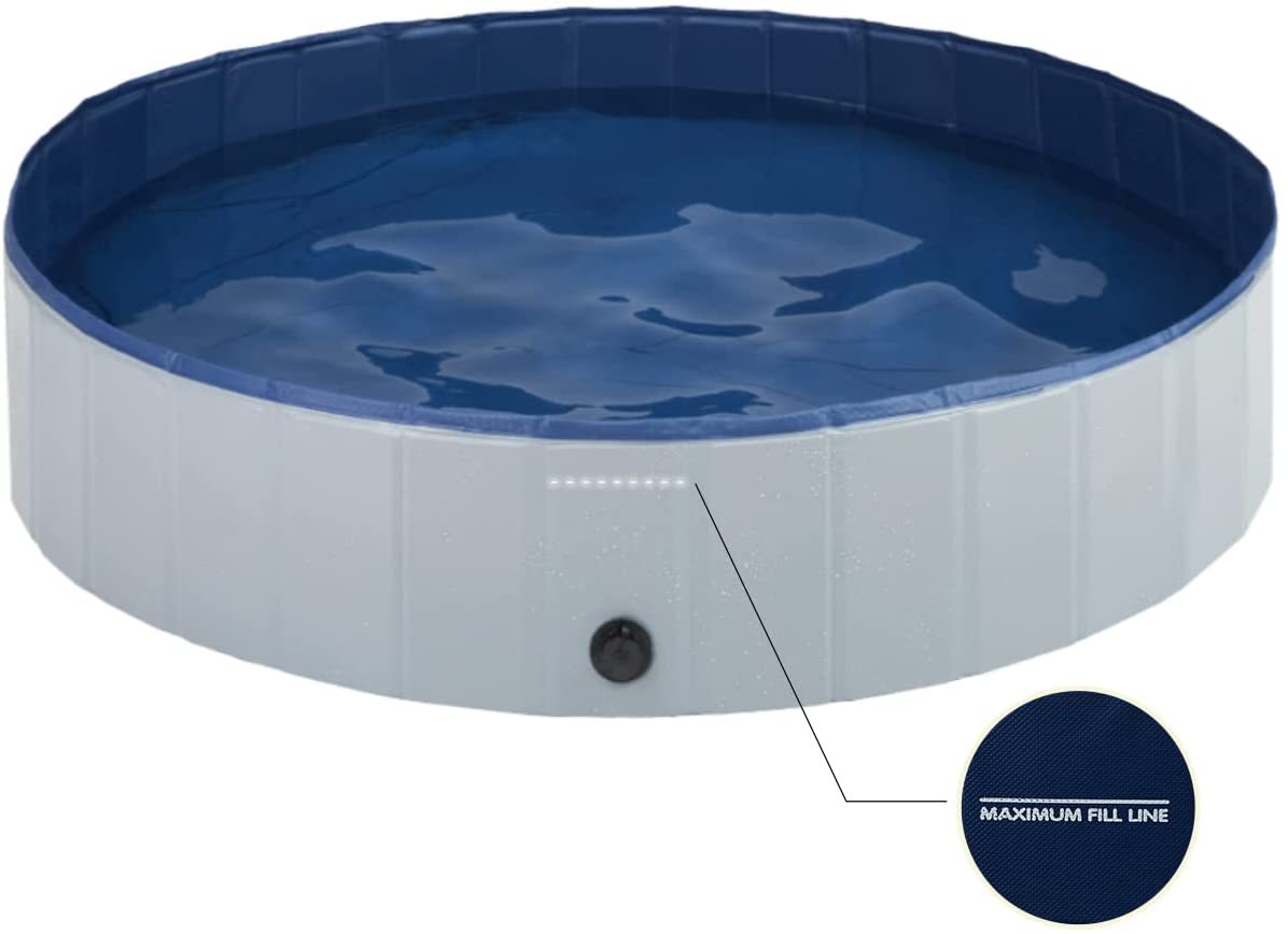 KFX-0106557 Foldable Pet Pool for Dogs and Cats, Non-Slip PVC Paddling Pool with Zipper Bag, 120cm/160cm Options