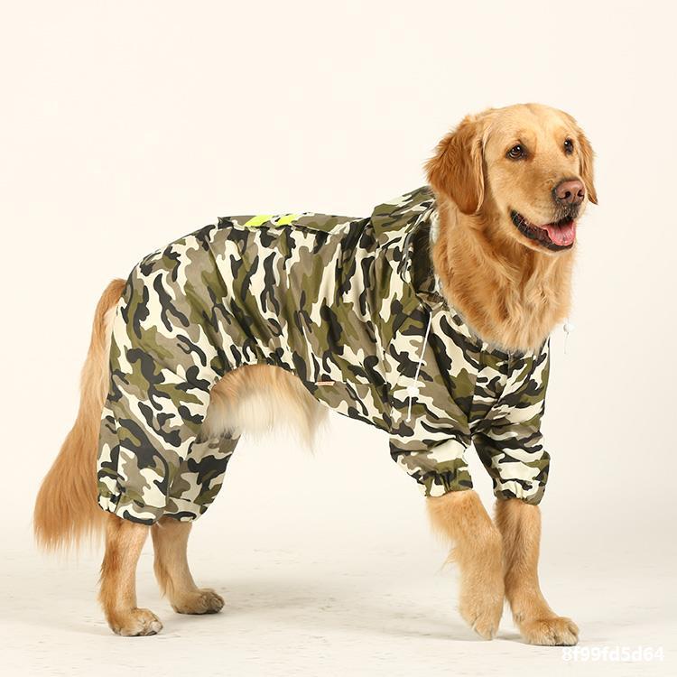 KFX-0107453 Four-Legged Dog Raincoat with Fluorescent Strips - Camouflage, Sizes 3XL to 7XL