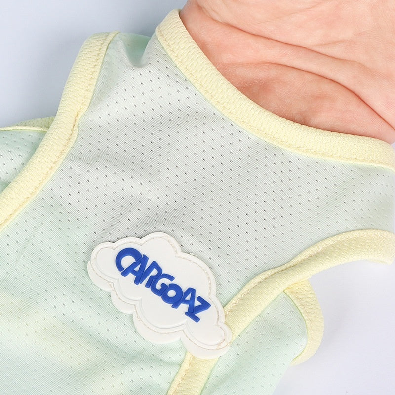 KFX-0108349 Pet Anti-Lint Summer Vest in Grass Green and Taro Purple for Cats - Lightweight & Comfortable