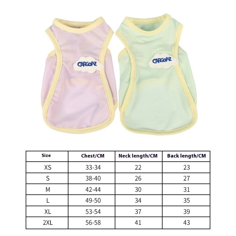 KFX-0108349 Pet Anti-Lint Summer Vest in Grass Green and Taro Purple for Cats - Lightweight & Comfortable