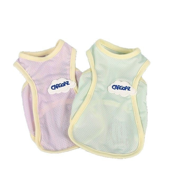 KFX-0108349 Pet Anti-Lint Summer Vest in Grass Green and Taro Purple for Cats - Lightweight & Comfortable