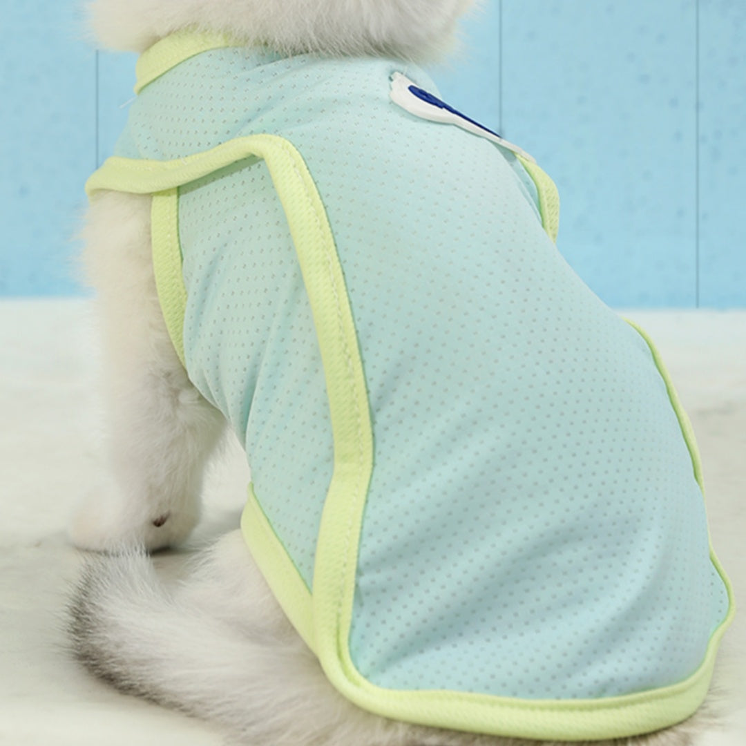 KFX-0108349 Pet Anti-Lint Summer Vest in Grass Green and Taro Purple for Cats - Lightweight & Comfortable