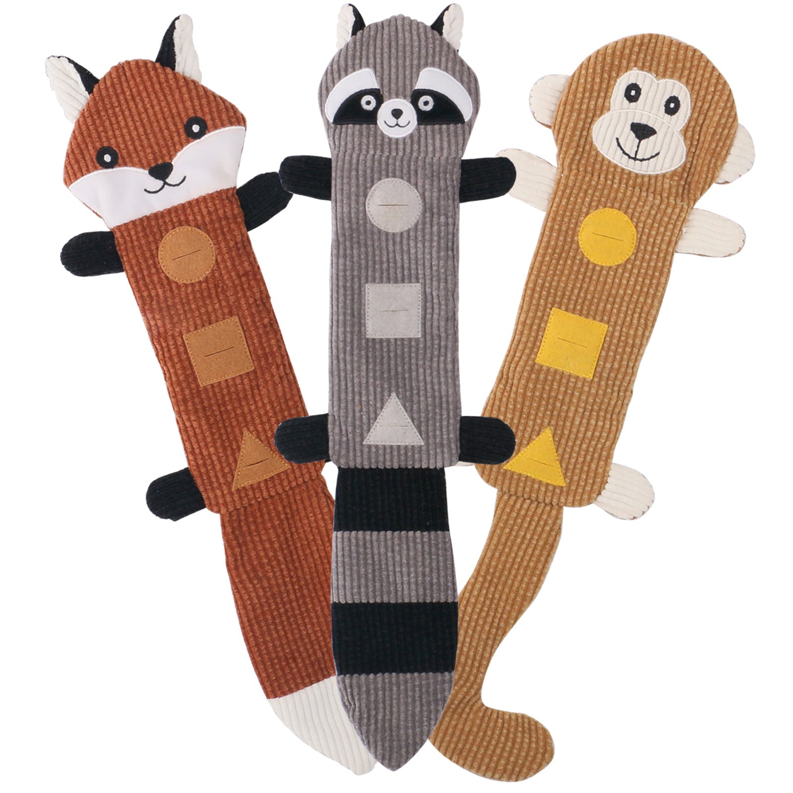 KFX-0108733 Durable Bite-Resistant Plush Dog Toy with Squeaker and Treat Pockets for Puppies