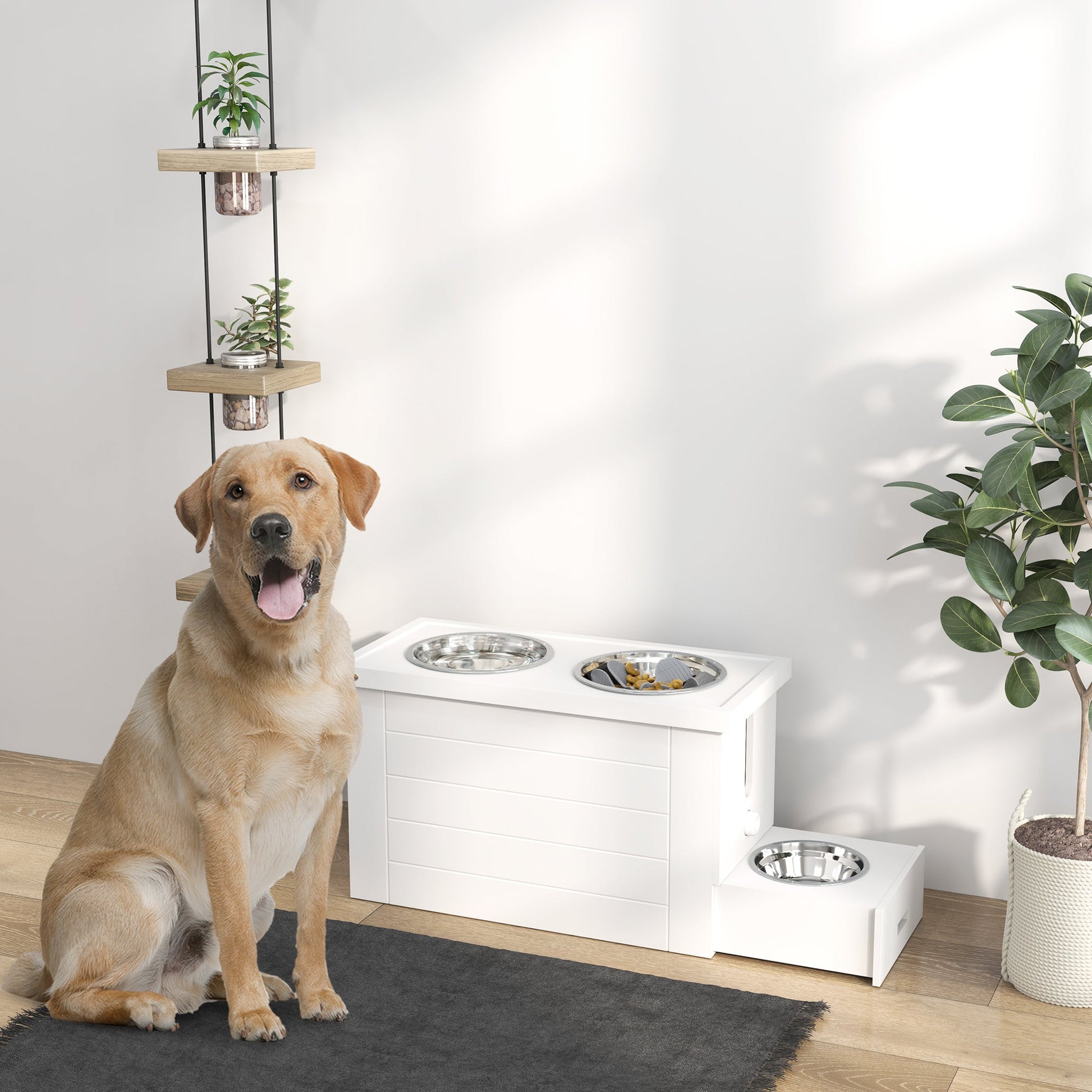 KFX-0109245 Dog Food Storage Cabinet with Bowls and Raised Feeding Station for Large Dogs