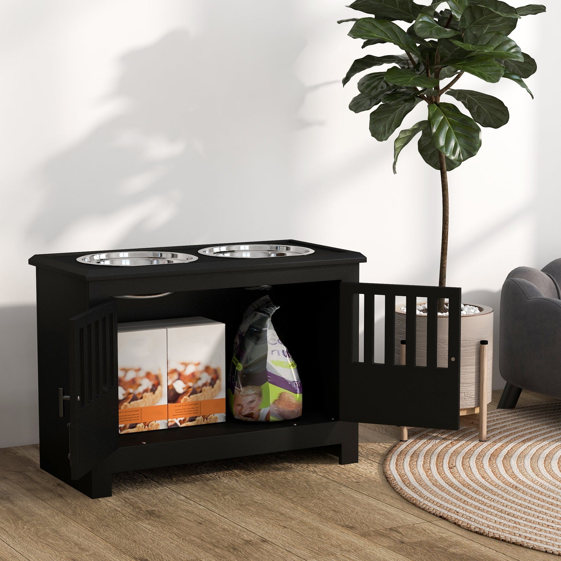 KFX-0109245 Dog Food Storage Cabinet with Bowls and Raised Feeding Station for Large Dogs