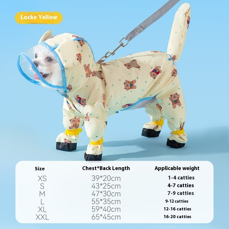 KFX-0109629 Polka Dot Bear Dog Poncho - White Polyester Taffeta, Stylish and Comfortable