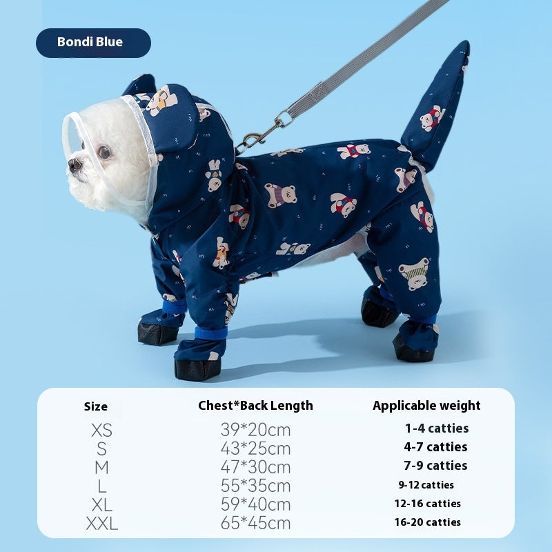 KFX-0109629 Polka Dot Bear Dog Poncho - White Polyester Taffeta, Stylish and Comfortable