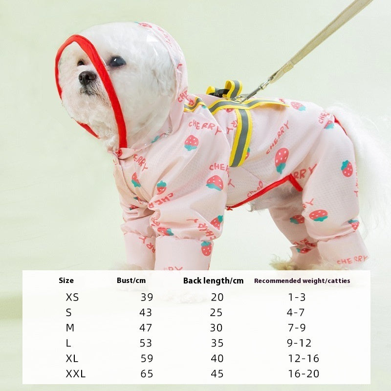 KFX-0109629 Polka Dot Bear Dog Poncho - White Polyester Taffeta, Stylish and Comfortable