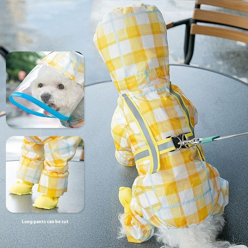 KFX-0109629 Polka Dot Bear Dog Poncho - White Polyester Taffeta, Stylish and Comfortable