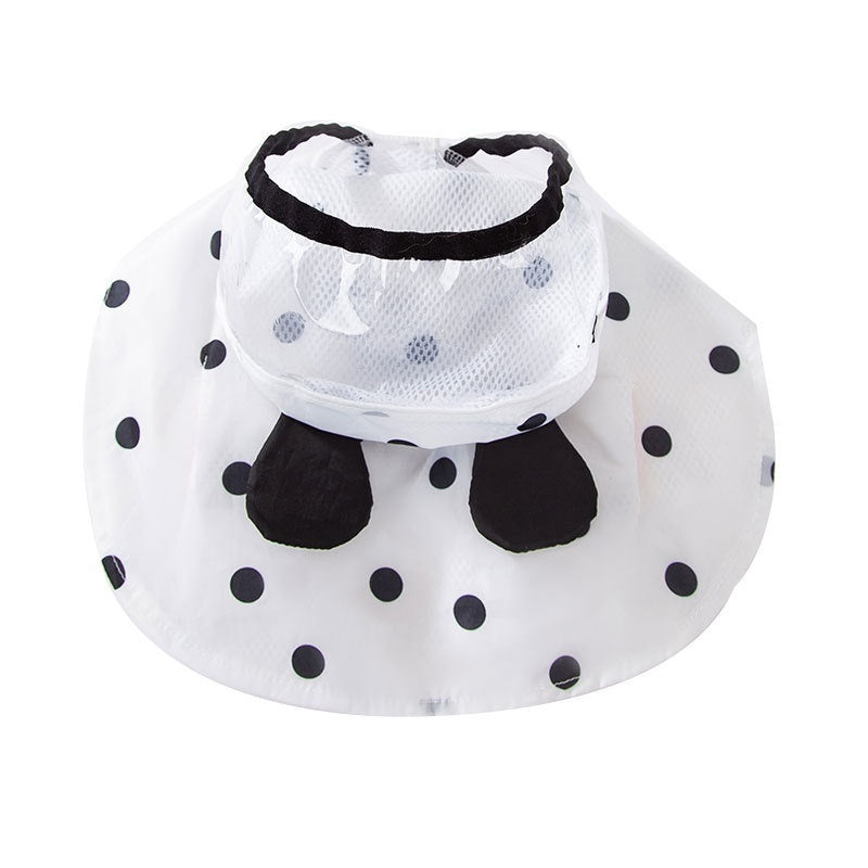 KFX-0109629 Polka Dot Bear Dog Poncho - White Polyester Taffeta, Stylish and Comfortable
