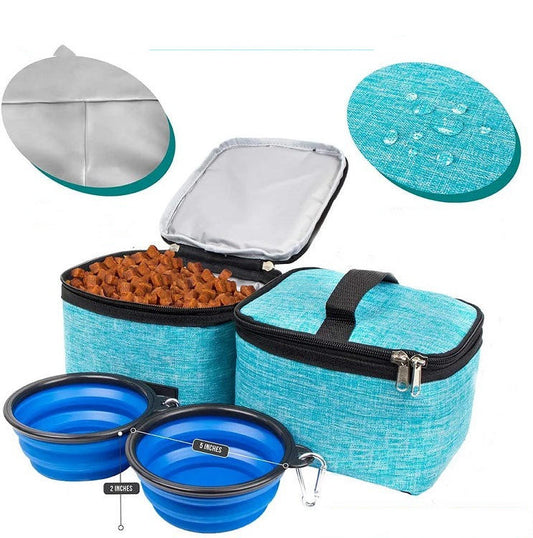 KFX-0111293 Pet Travel Lunch Storage Bag with Multiple Pockets - Foldable and Portable Design for Snacks and Toys
