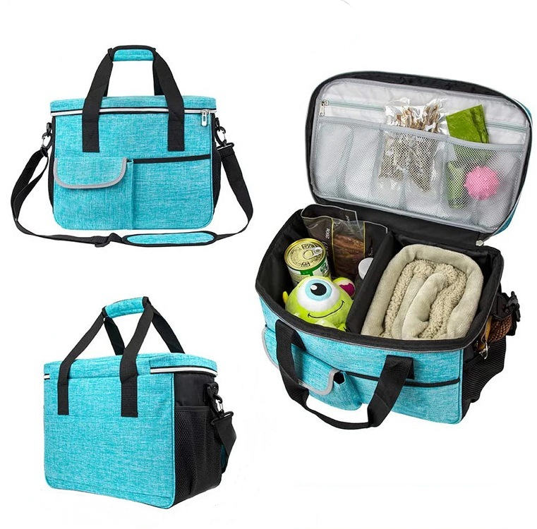 KFX-0111293 Pet Travel Lunch Storage Bag with Multiple Pockets - Foldable and Portable Design for Snacks and Toys