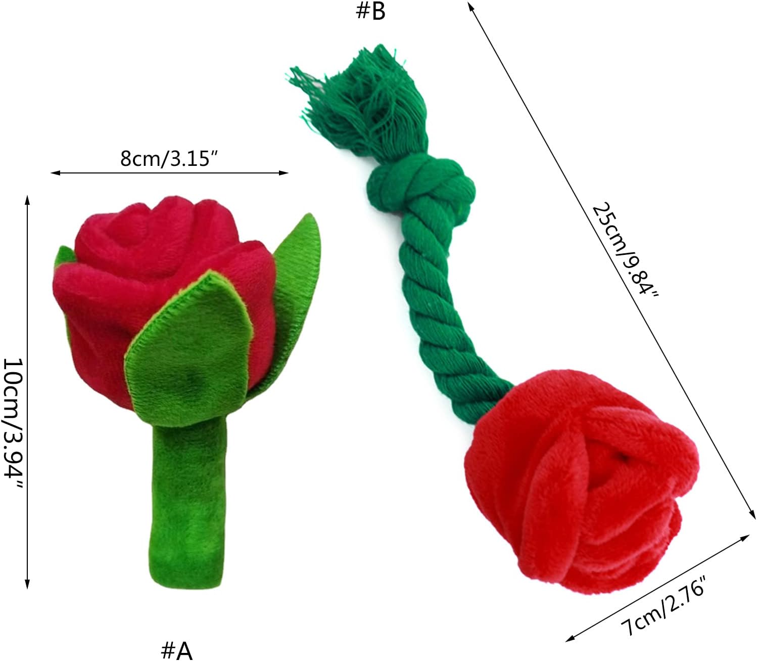 KFX-0112317 Chew-Resistant Plush Rose Dog Toy with Squeaker for Small Dogs and Puppies
