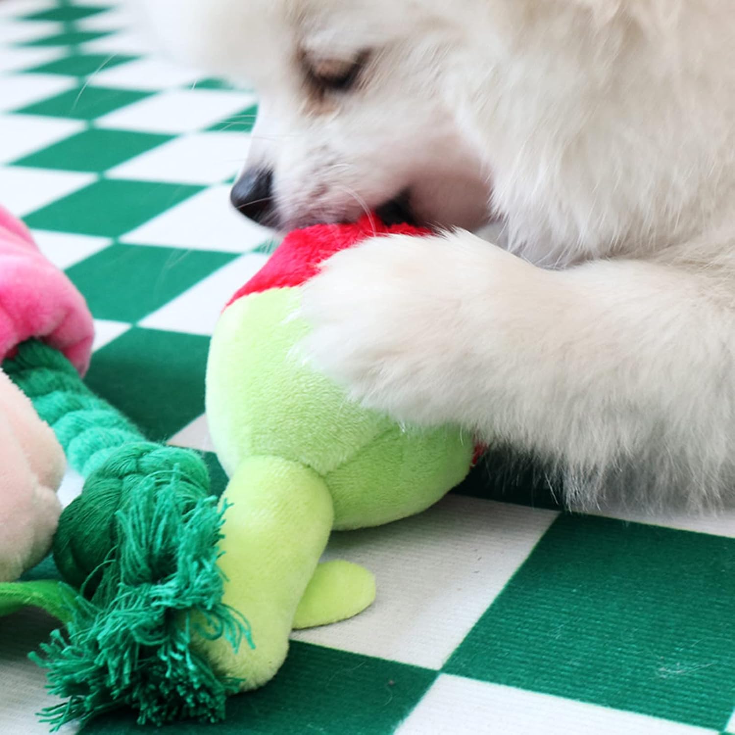 KFX-0112317 Chew-Resistant Plush Rose Dog Toy with Squeaker for Small Dogs and Puppies