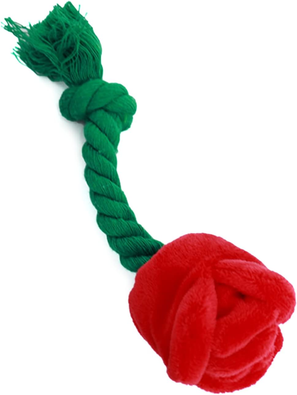 KFX-0112317 Chew-Resistant Plush Rose Dog Toy with Squeaker for Small Dogs and Puppies