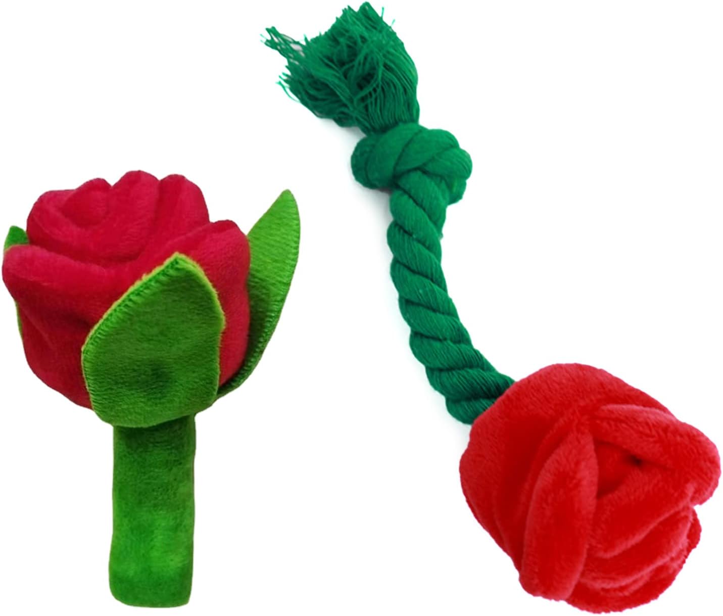 KFX-0112317 Chew-Resistant Plush Rose Dog Toy with Squeaker for Small Dogs and Puppies