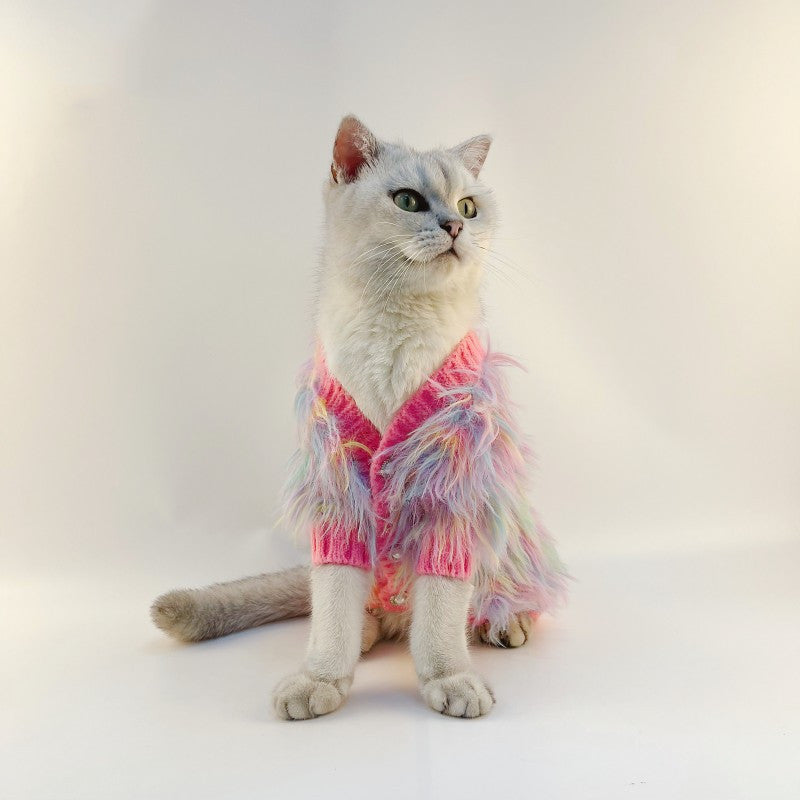 KFX-0112829 Segment Color Wool Sweater Cardigan for Pets in Sizes XS to XXL