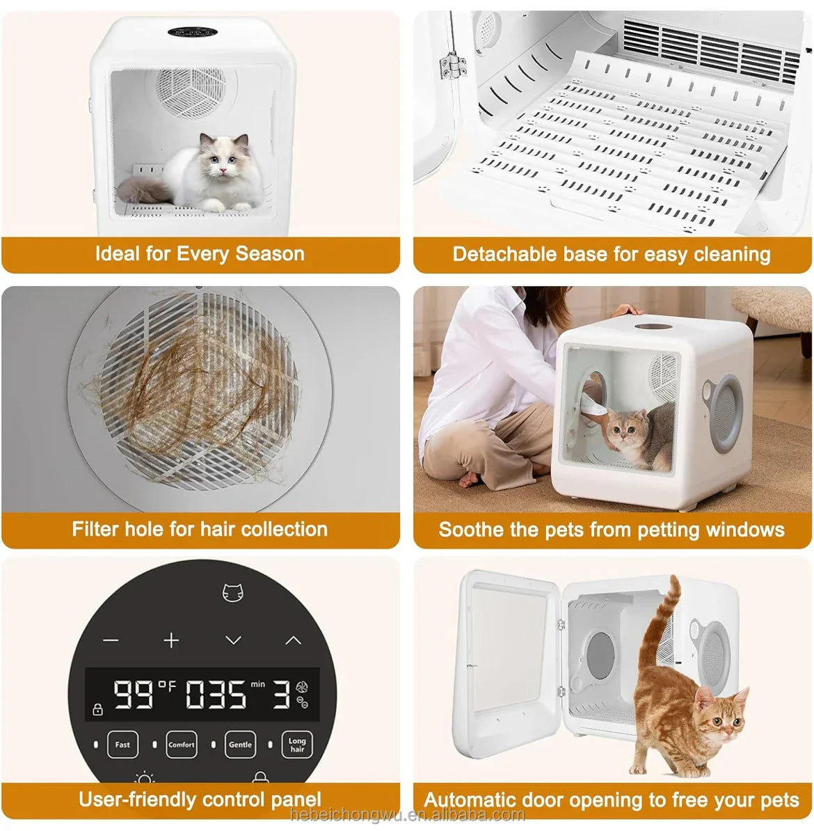 KFX-011411 Pet Hair Dryer Box for Cats and Dogs - 2000W Low Noise ABS Material, Efficient Indoor Drying