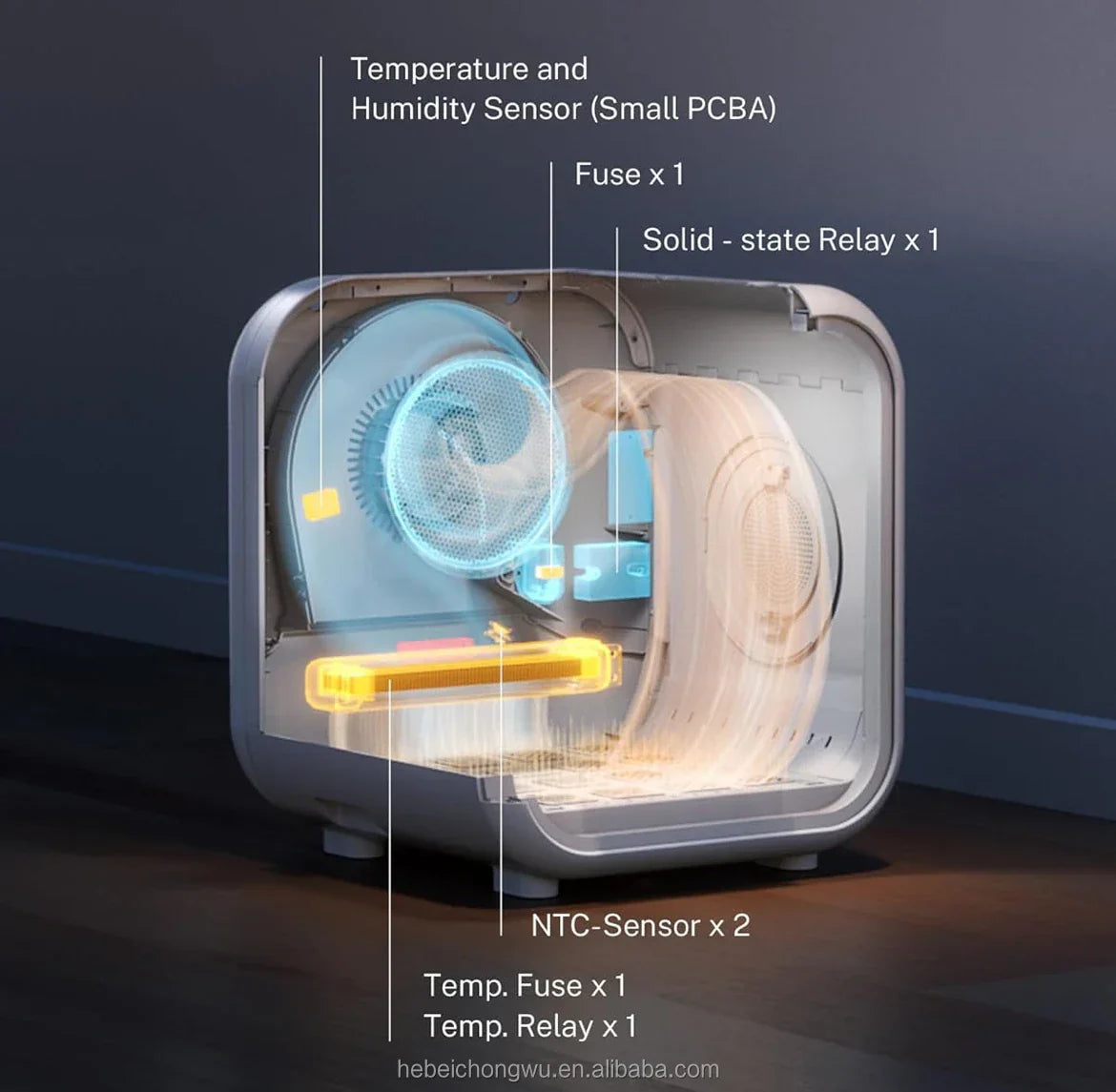 KFX-011411 Pet Hair Dryer Box for Cats and Dogs - 2000W Low Noise ABS Material, Efficient Indoor Drying