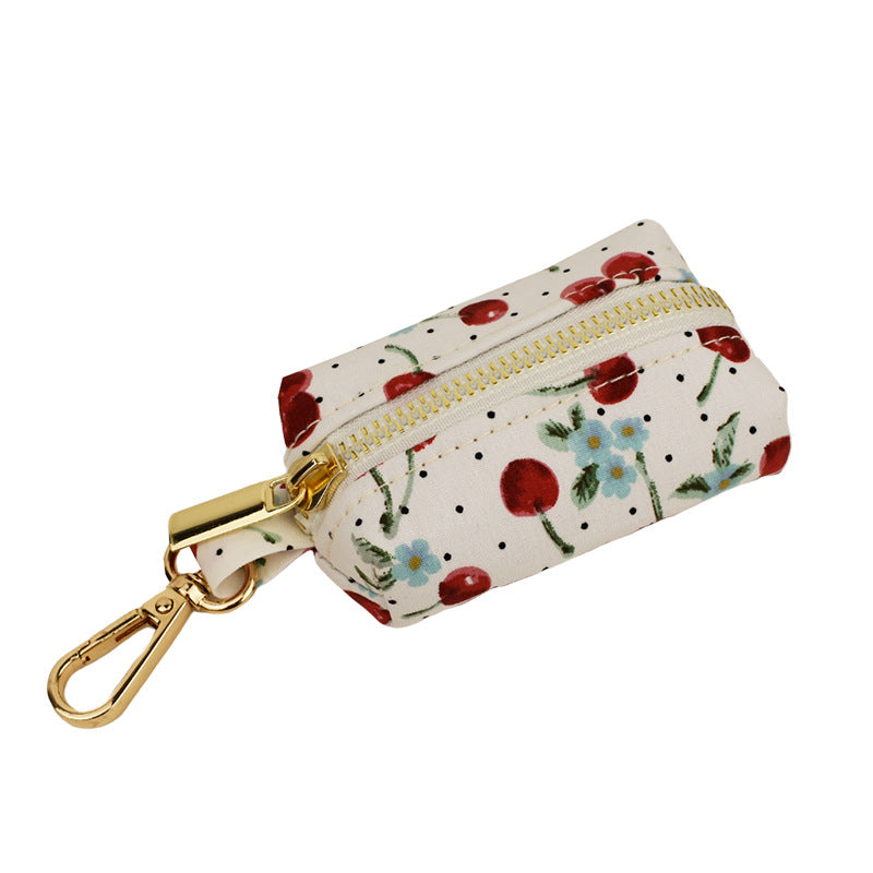 KFX-0116285 Red Cherry Pet Collar and Leash Set with Cute Bow and Gold Release Buckle, Five-Piece Accessory Kit