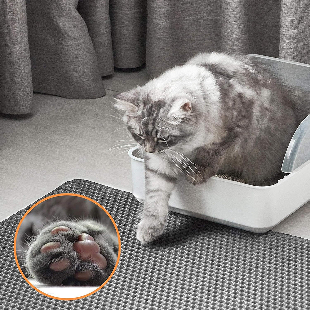 KFX-0116669 EVA Cat Litter Mat Double Layer Design for Anti-Splash and Easy Cleaning - Multiple Sizes Available