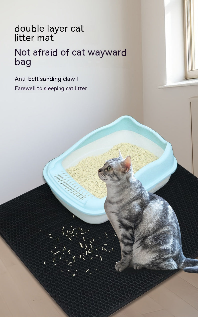 KFX-0116669 EVA Cat Litter Mat Double Layer Design for Anti-Splash and Easy Cleaning - Multiple Sizes Available