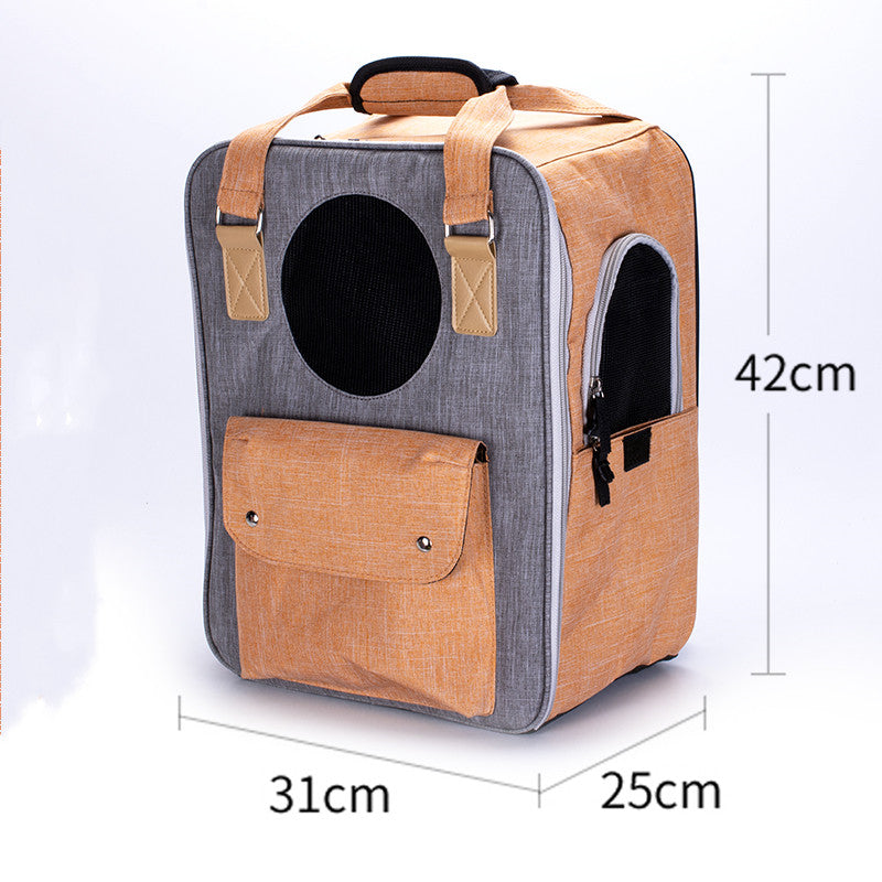 KFX-0117053 Breathable Canvas Backpack for Pets – Large Capacity & Versatile for Outdoor Use