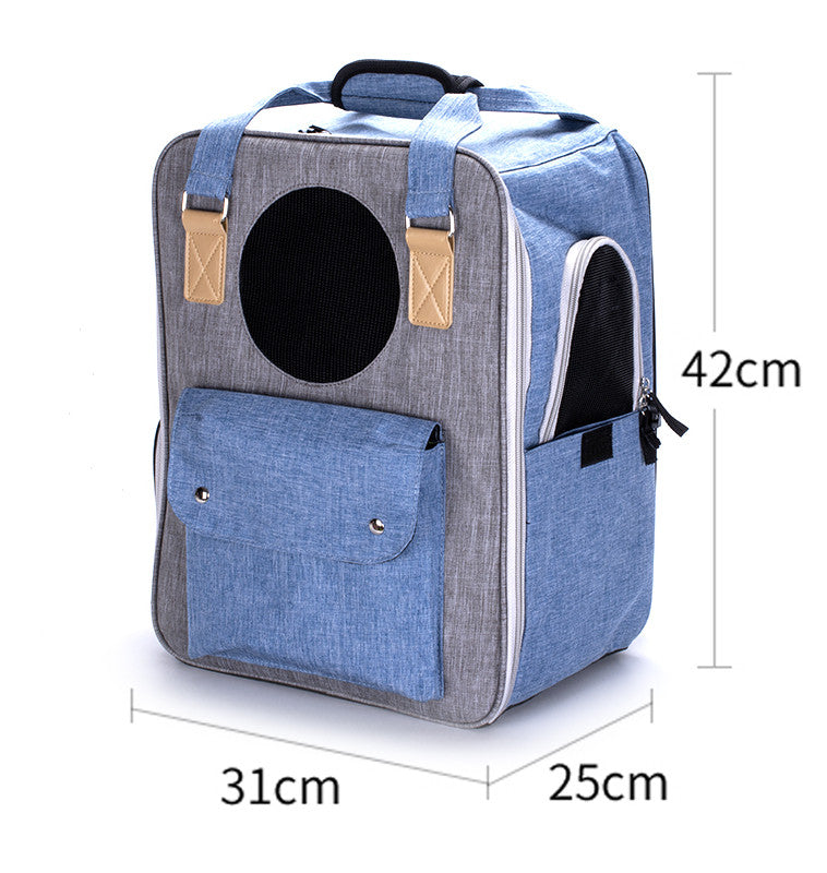 KFX-0117053 Breathable Canvas Backpack for Pets – Large Capacity & Versatile for Outdoor Use
