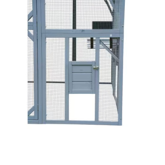 KFX-0118461 Outdoor Cat House with Playpen and Waterproof Cover - Spacious Cat Shelter for Garden or Backyard