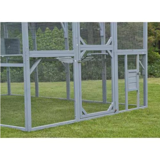KFX-0118461 Outdoor Cat House with Playpen and Waterproof Cover - Spacious Cat Shelter for Garden or Backyard