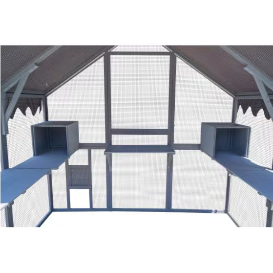 KFX-0118461 Outdoor Cat House with Playpen and Waterproof Cover - Spacious Cat Shelter for Garden or Backyard