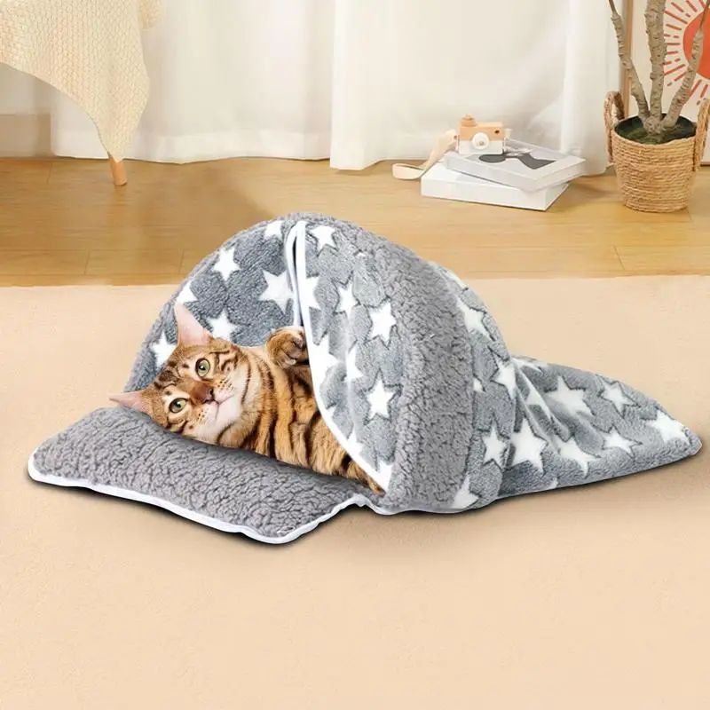 KFX-0118845 Cozy Arch-Shaped Cat Sleeping Bag for Snuggling and Burrowing, Washable Cat Bed Tent