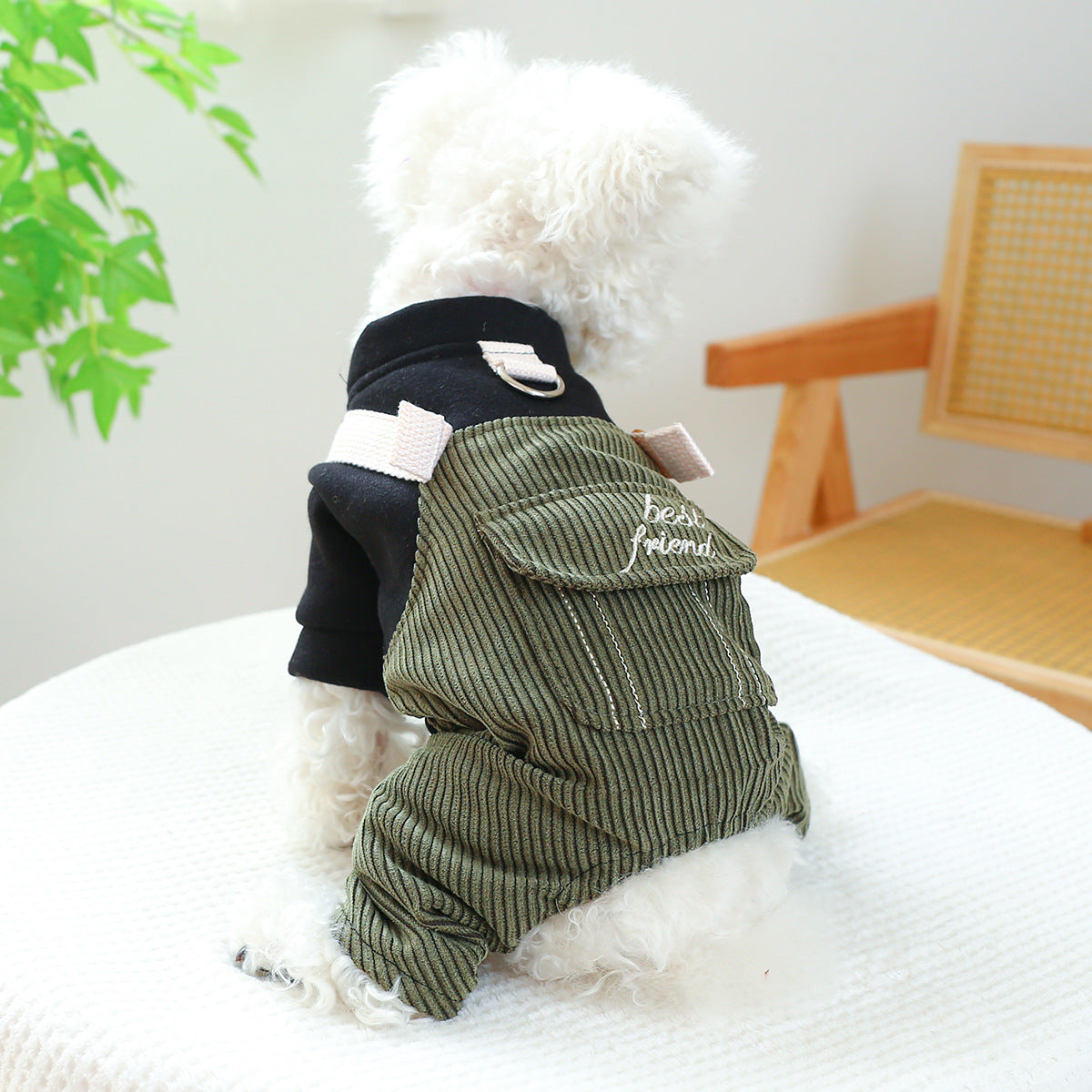 KFX-0119229 Corduroy Pet Clothes for Dogs and Cats - XS to XL Sizes Available, Comfortable Polyester Fabric