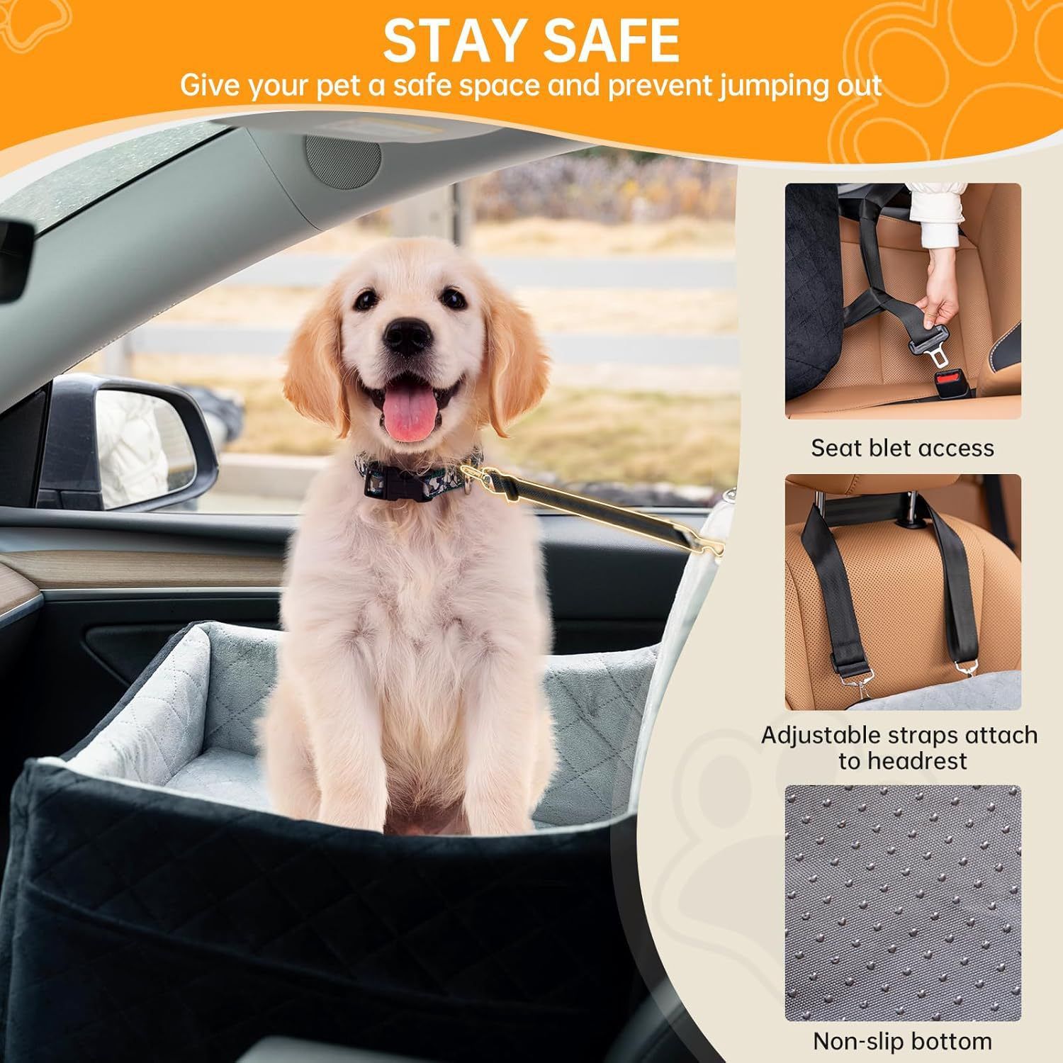 KFX-0119613 Cozy Soft Cushion Pet Car Bed for Small and Medium Dogs in Multiple Colors