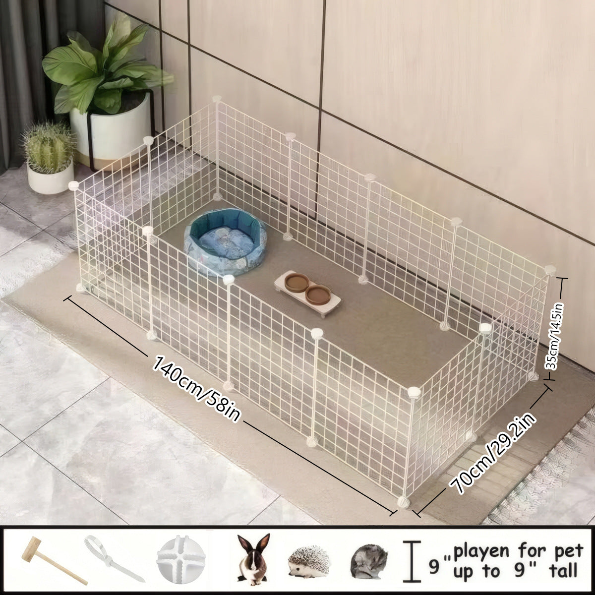 KFX-0122173 Indoor Dog Isolation Fence - 11-Piece Configurable Fence Panel for Small Dogs