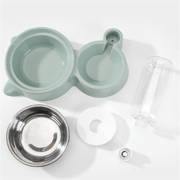 KFX-0124349 Automatic Refill Dog Bowl in Vintage Blue, Smoke Gray, and Ancient Pink - Stainless Steel and Plastic Design
