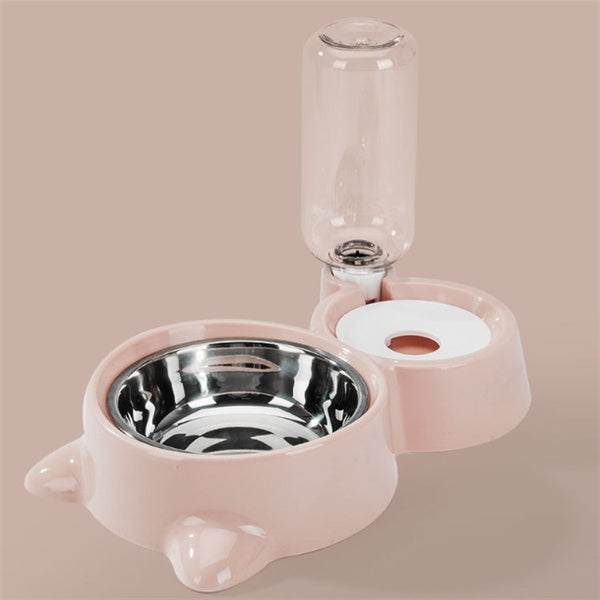 KFX-0124349 Automatic Refill Dog Bowl in Vintage Blue, Smoke Gray, and Ancient Pink - Stainless Steel and Plastic Design
