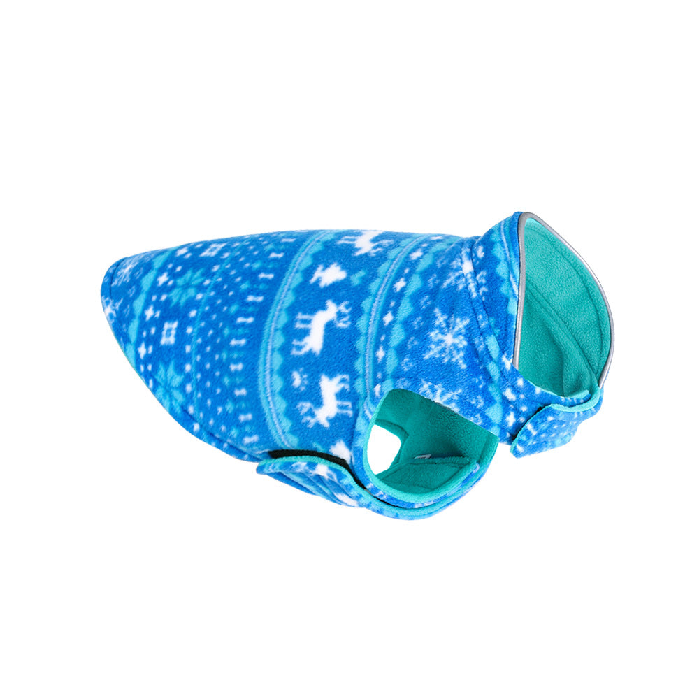 KFX-0124733 Winter Pet Sweater Pullover for Small Dogs and Puppies in Red and Blue Fleece