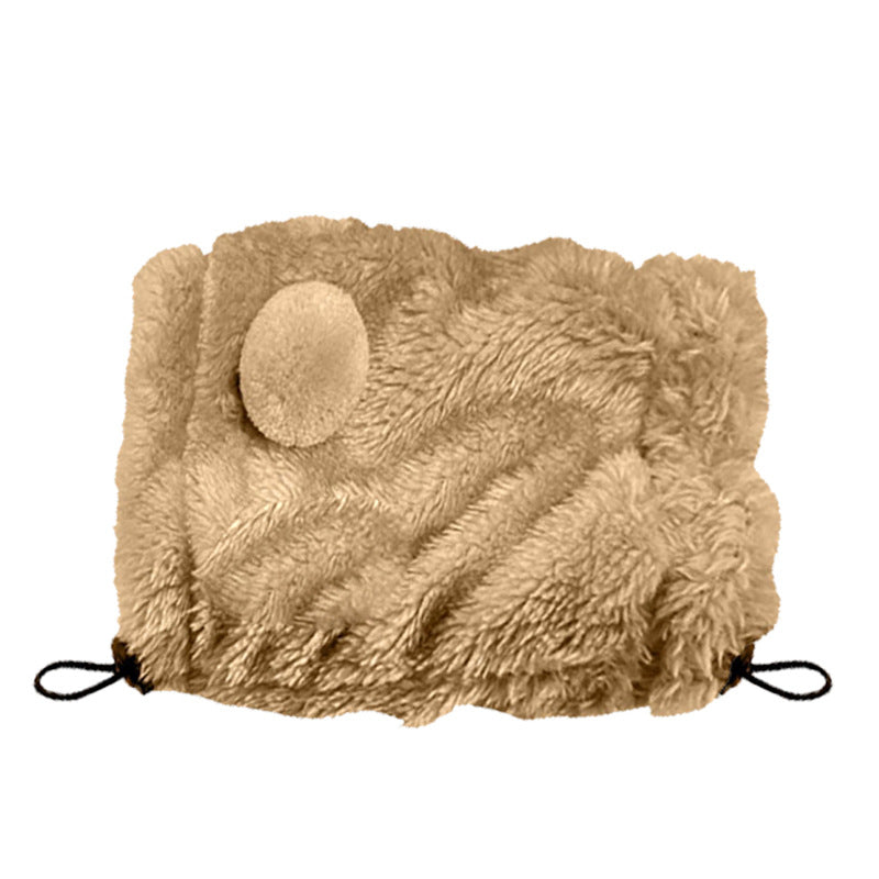 KFX-0125373 Adjustable Winter Pet Hat with Plush Fur Ball - Double-Sided Cotton Velvet, Available in Purple and Dark Khaki