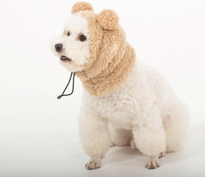KFX-0125373 Adjustable Winter Pet Hat with Plush Fur Ball - Double-Sided Cotton Velvet, Available in Purple and Dark Khaki