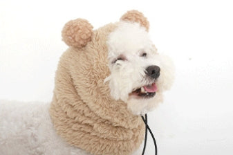KFX-0125373 Adjustable Winter Pet Hat with Plush Fur Ball - Double-Sided Cotton Velvet, Available in Purple and Dark Khaki