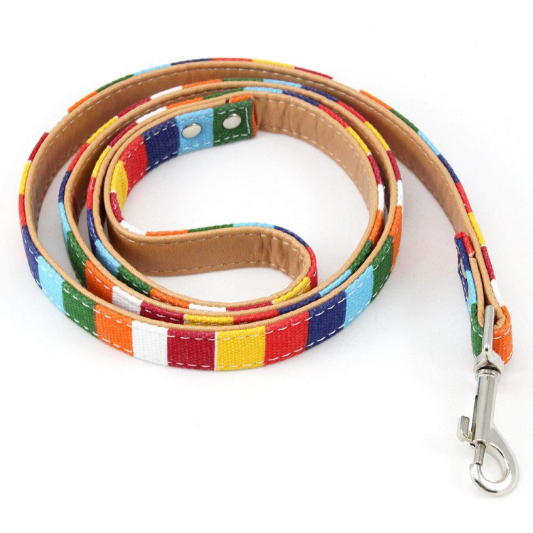 KFX-0130109 Colorful Canvas Pet Collar with Hand-Holding Rope and Chest Strap for All Occasions