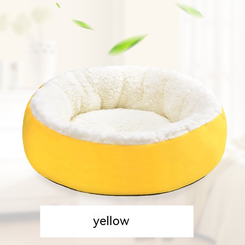 KFX-0130365 Comfortable Round Lambswool Pet Bed for Cats – Available in Small, Medium, and Large Sizes